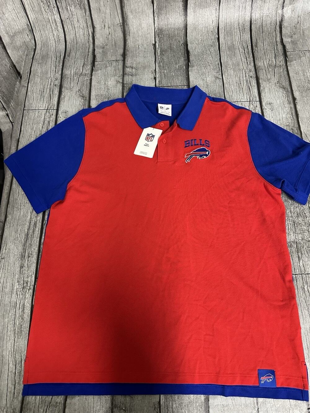 NWT Nike Men's Buffalo Bills Pique Blitz Polo Shirt SS Red Blue XL X-Large